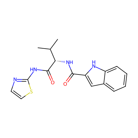 (S)-N-(3-甲基-1-氧代-1-(噻唑-2-基氨基)丁-2-基)-1H-吲哚-2-甲酰胺结构图