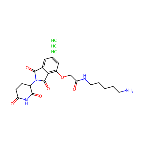 N-(5-氨基戊基)-2-((2-(2,6-二氧代哌啶-3-基)-1,3-二氧代异吲哚啉-4-基)氧基)乙酰胺三盐酸盐结构图