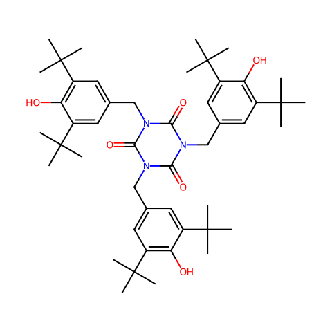 三(3,5-二叔丁基-4-羟苄基)异氰脲酸酯结构图