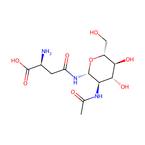 2-乙酰基-1-B-(L-天冬酰胺)-1,2-双脱氧-D-葡萄糖结构图