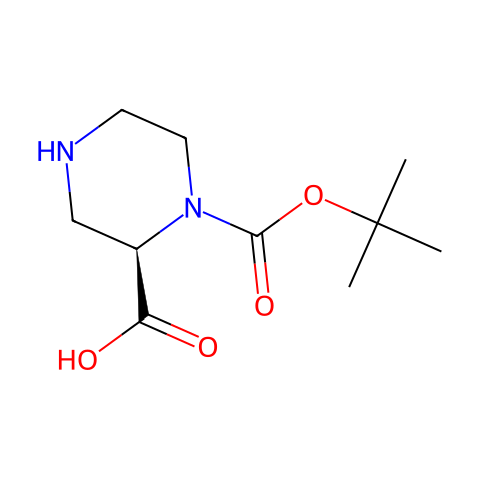 (R)-1-Boc-哌嗪-2-羧酸结构图