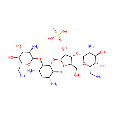 (2S,3S,4R,5R,6R)-5-氨基-2-(氨基甲基)-6-(((2R,3S,4R,5S)-5-(((1R,2R,3S,5R,6S)-3,5-二氨基-2-(((2R,3R,4R,5S,6R)-3-氨基-6-(氨基甲基)-4,5-二羟基四氢-2H-吡喃 分子结构图