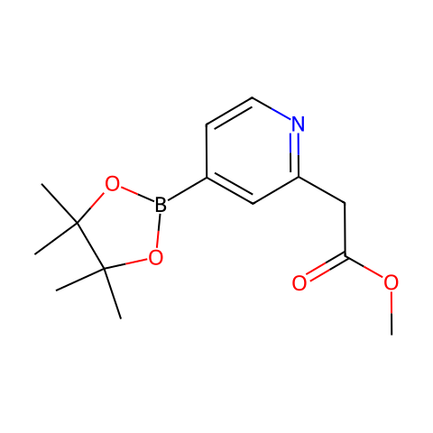 2-(4-(4,4,5,5-四甲基-1,3,2-二氧硼杂环戊烷-2-基)吡啶-2-基)乙酸甲酯结构图