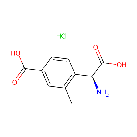 (S)-4-(氨基(羧基)甲基)-3-甲基苯甲酸盐酸盐结构图
