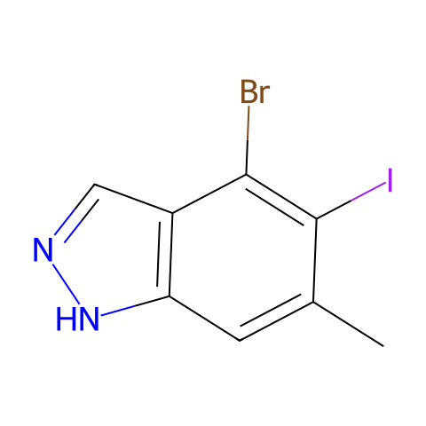 4-bromo-5-iodo-6-methyl-1H-indazole结构图