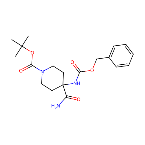 N-BOC-4-CBZ氨基哌啶-4-甲酰胺结构图