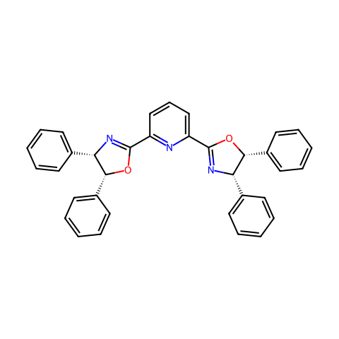 2,6-双((4S,5R)-4,5-二苯基-4,5-二氢恶唑-2-基)吡啶结构图
