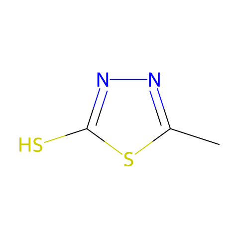 2-巯基-5-甲基-1,3,4-噻二唑（MMTD）结构图