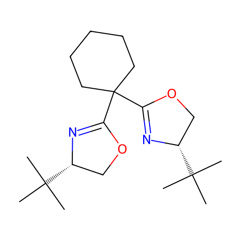 (4S,​4'S)​-2,​2'-​环己亚基双[4​-​叔丁基-​4,​5-​二氢恶唑]结构图