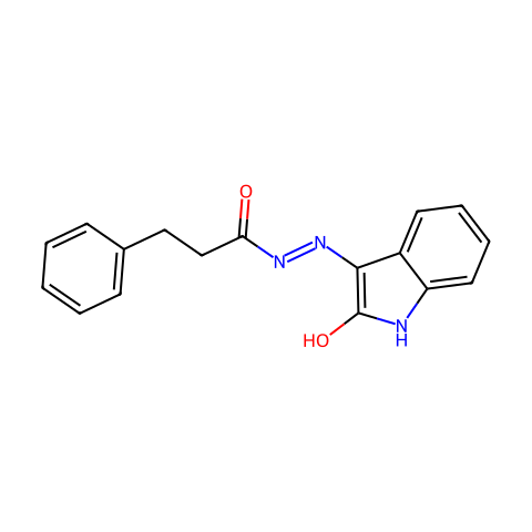 N'-(2-氧代吲哚啉-3-亚基)-3-苯基丙酰肼结构图