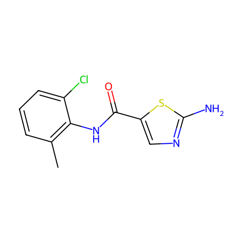 2-氨基-N-(2-氯-6-甲基苯基)噻唑-5-甲酰胺结构图