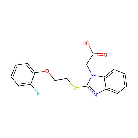 2-(2-((2-(2-fluorophenoxy)ethyl)thio)-1H-benzo[d]imidazol-1-yl)acetic acid结构图