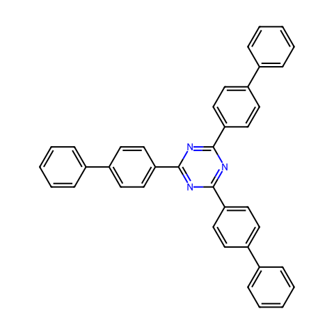 2,4,6-三[(1,1-联苯)-4-基]-1,3-5-三嗪结构图
