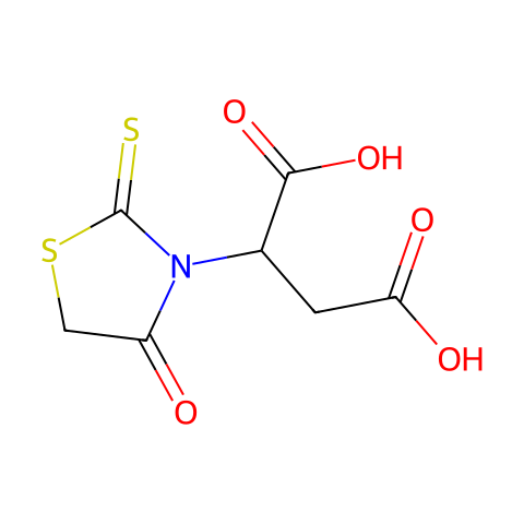 2-(4-氧代-2-硫代噻唑烷-3-基)琥珀酸结构图