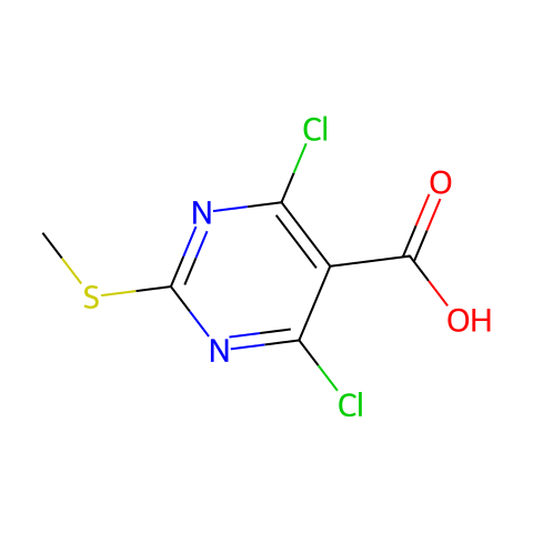4,6-二氯-2-(甲巯基)嘧啶-5-甲酸结构图