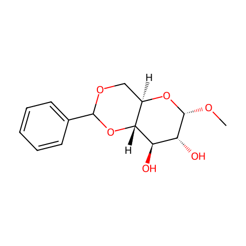 甲基-4,6-O-亚苄基-Α-D-吡喃葡糖苷结构图