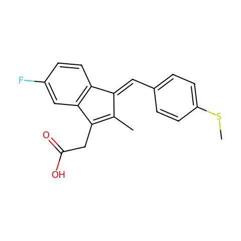 5-氟-2-甲基-1-(4-甲硫基亚苄基)茚-3-乙酸结构图