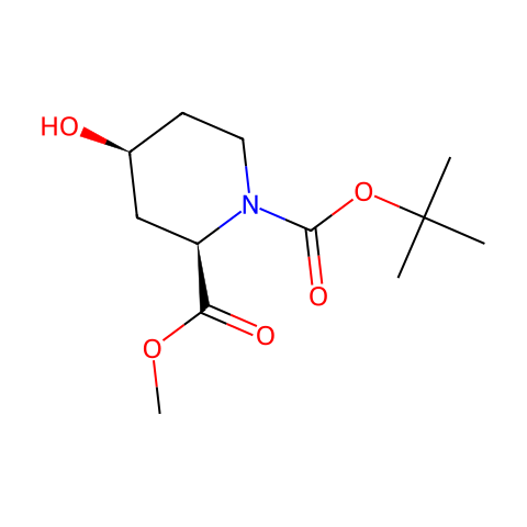 (2R,4S)-N-Boc-4-羟基哌啶-2-甲酸甲酯结构图