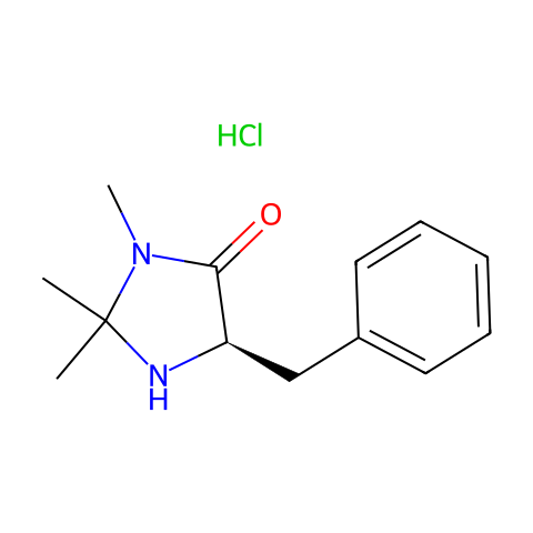 (5R)-(+)-2,2,3-三甲基-5-苄基-4-咪唑啉酮 单盐酸盐结构图