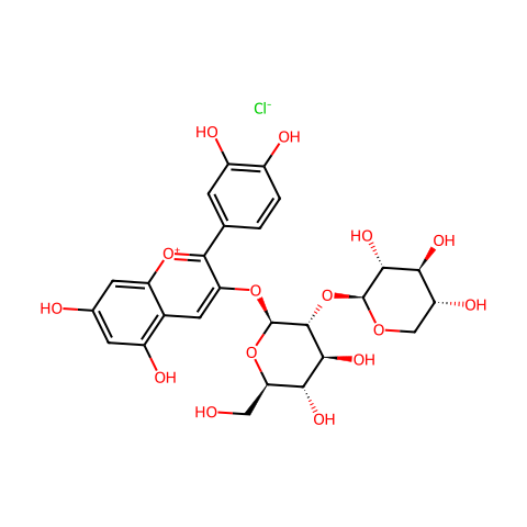 氯化矢车菊素-3-O-桑布双糖苷结构图