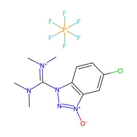 6-氯苯并三氮唑-1,1,3,3-四甲基脲六氟磷酸酯结构图