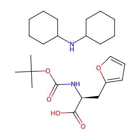 Boc-β-(2-呋喃基)-丙氨酸-OH二环己基铵盐结构图