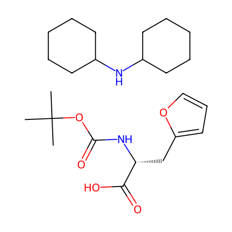 (R)-2-(Boc-氨基)-3-(2-呋喃基)丙酸 二环己基铵盐结构图