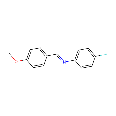N-(4-甲氧基亚苄基)-4-氟苯胺结构图