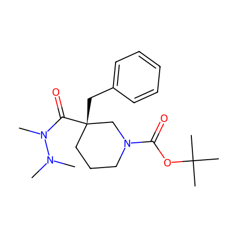 1,3-Piperidinedicarboxylic acid, 3-(phenylmethyl)-, 1-(1,1-dimethylethyl) ester, 3-(trimethylhydrazide),(3R)-结构图