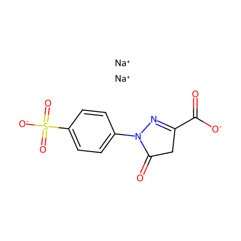3-羧基-1-(4-磺酸苯基)-5-吡唑啉酮二钠盐结构图