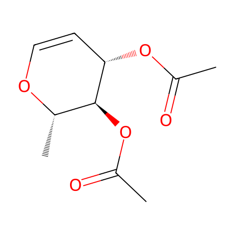 3,4-二-O-乙酰-1,5-酐-2,6-双脱氧-L-阿拉伯-己-1-糖醇结构图
