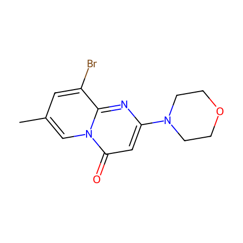 4H-Pyrido[1,2-a]pyrimidin-4-one, 9-bromo-7-methyl-2-(4-morpholinyl)-结构图