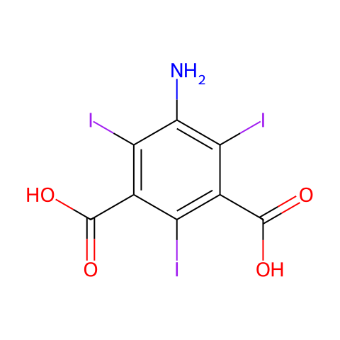 5-氨基-2,4,6-三碘间苯二甲酸结构图