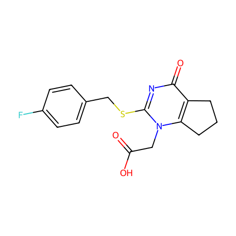 1H-CyclopentapyriMidine-1-acetic acid, 2-[[(4-fluorophenyl)Methyl]thio]-4,5,6,7-tetrahydro-4-oxo-结构图