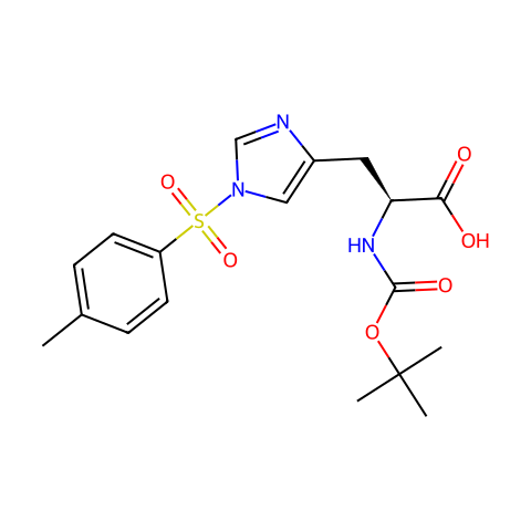 N-叔丁氧羰基-N(咪唑)-(4-甲基苯磺酰基)-L-组氨酸结构图