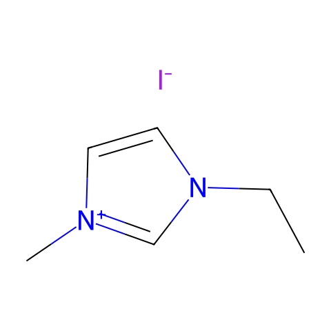 1-乙基-3-甲基碘化咪唑鎓结构图