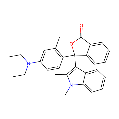 3-(1,2-二甲基-3-吲哚基)-3-[4-(二乙氨基)-2-甲基苯基]苯酞结构图