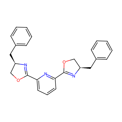 2,6-双[（4R）-苄基-2-恶唑啉-2-基]吡啶结构图