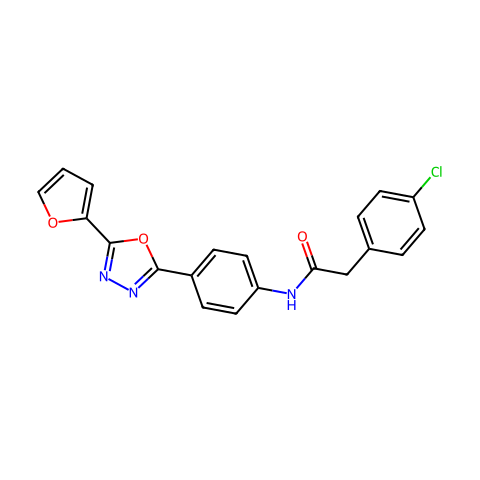 2-(4-chlorophenyl)-N-[4-[5-(2-furanyl)-1,3,4-oxadiazol-2-yl]phenyl]acetamide结构图