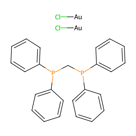 双(氯金(I))双(二苯基膦)甲烷结构图