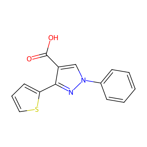 1-PHENYL-3-THIEN-2-YL-1H-PYRAZOLE-4-CARBOXYLIC ACID结构图