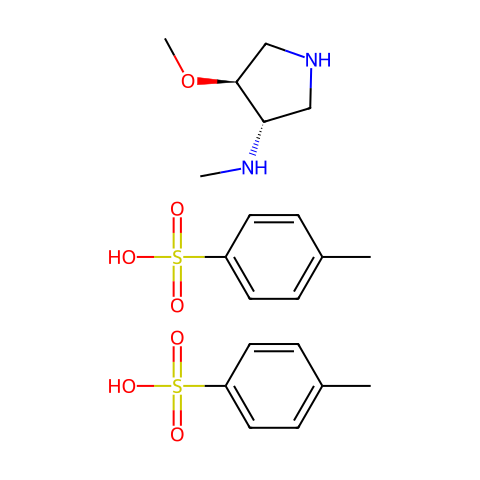 3-Pyrrolidinamine, 4-methoxy-N-methyl-, (3S,4S)-, 4-methylbenzenesulfonate (1:2)结构图
