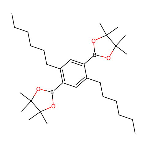 2,2'-(2,5-二己基-1,4-亚苯基)双(4,4,5,5-四甲基-1,3,2-二氧杂硼烷)结构图
