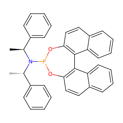 (S,S,S)-(+)-(3,5-二氧杂-4-磷杂环庚二烯并[2,1-a:3,4-a']二萘-4-基)二(1-苯基乙基)胺结构图