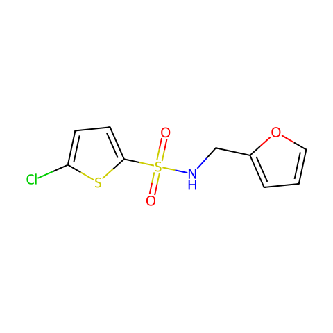 5-chloro-N-(furan-2-ylmethyl)thiophene-2-sulfonamide结构图