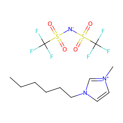 1-己基-3-甲基咪唑双(三氟甲烷磺酰基)酰亚胺结构图