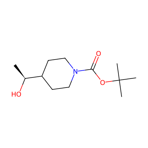 (S)-4-(1-羟乙基)哌啶-1-甲酸叔丁酯结构图