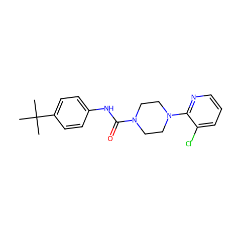 4-(3-氯-2-吡啶基)-N-[4-叔丁基苯基]-1-哌嗪甲酰胺结构图