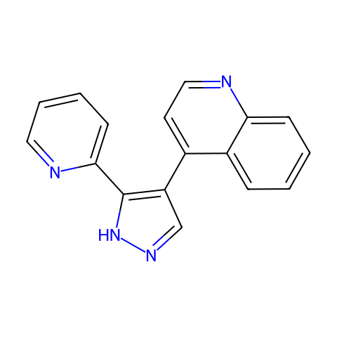 4-[3-(2-吡啶基)-1H-吡唑-4-基]喹啉结构图