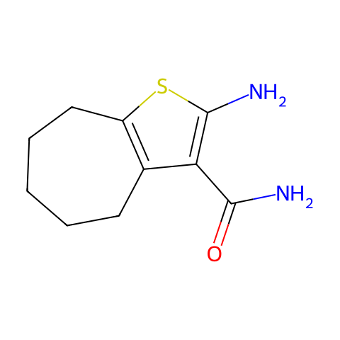 2-Amino-5,6,7,8-tetrahydro-4H-cyclohepta-[b]thiophene-3-carboxamide结构图